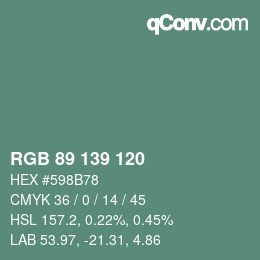 カラーコード: RGB 89 139 120 | qconv.com