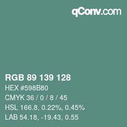 Color code: RGB 89 139 128 | qconv.com