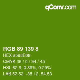 カラーコード: RGB 89 139 8 | qconv.com