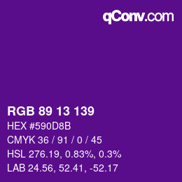 Color code: RGB 89 13 139 | qconv.com