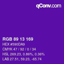 Color code: RGB 89 13 169 | qconv.com