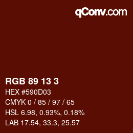 Color code: RGB 89 13 3 | qconv.com