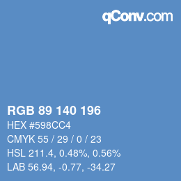 カラーコード: RGB 89 140 196 | qconv.com