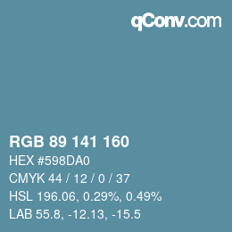 Color code: RGB 89 141 160 | qconv.com
