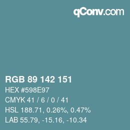 Color code: RGB 89 142 151 | qconv.com