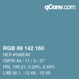 Color code: RGB 89 142 160 | qconv.com