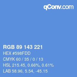 Color code: RGB 89 143 221 | qconv.com
