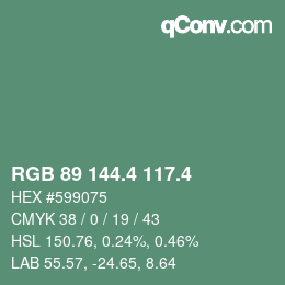 カラーコード: RGB 89 144.4 117.4 | qconv.com