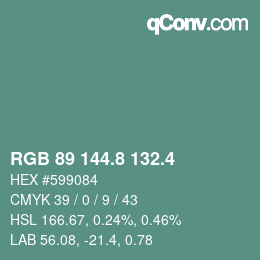 カラーコード: RGB 89 144.8 132.4 | qconv.com