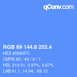 カラーコード: RGB 89 144.8 252.4 | qconv.com