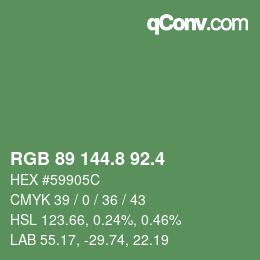 カラーコード: RGB 89 144.8 92.4 | qconv.com
