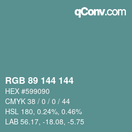 Color code: RGB 89 144 144 | qconv.com