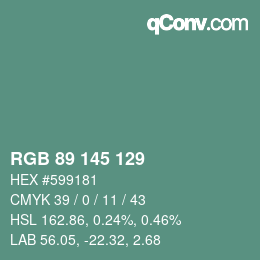 Código de color: RGB 89 145 129 | qconv.com