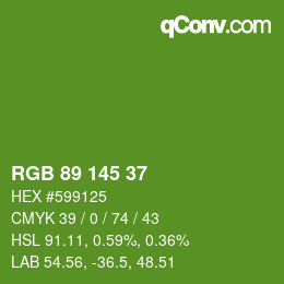 Color code: RGB 89 145 37 | qconv.com