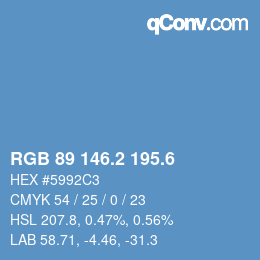 カラーコード: RGB 89 146.2 195.6 | qconv.com