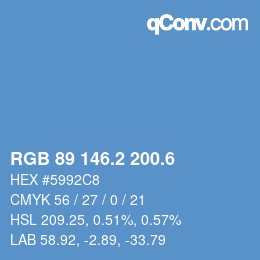 カラーコード: RGB 89 146.2 200.6 | qconv.com