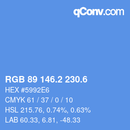 カラーコード: RGB 89 146.2 230.6 | qconv.com