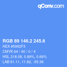 カラーコード: RGB 89 146.2 245.6 | qconv.com