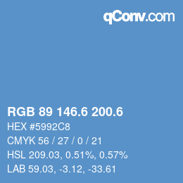カラーコード: RGB 89 146.6 200.6 | qconv.com