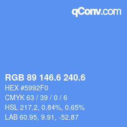 カラーコード: RGB 89 146.6 240.6 | qconv.com
