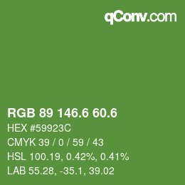 カラーコード: RGB 89 146.6 60.6 | qconv.com