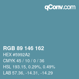 Color code: RGB 89 146 162 | qconv.com