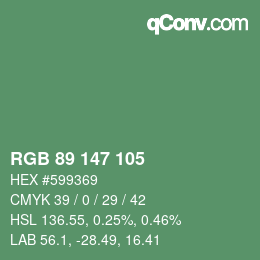 Color code: RGB 89 147 105 | qconv.com