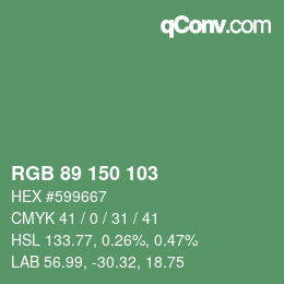 カラーコード: RGB 89 150 103 | qconv.com