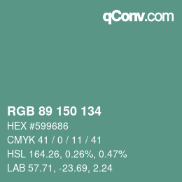 Color code: RGB 89 150 134 | qconv.com