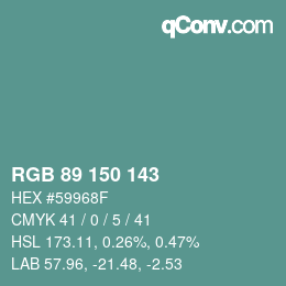 Código de color: RGB 89 150 143 | qconv.com