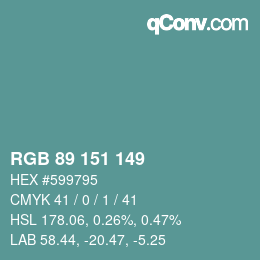 Color code: RGB 89 151 149 | qconv.com