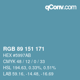 Farbcode: RGB 89 151 171 | qconv.com