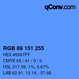 Color code: RGB 89 151 255 | qconv.com