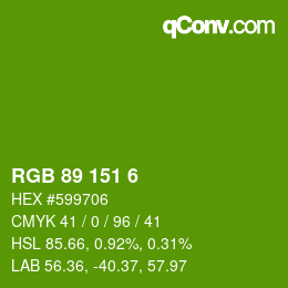 カラーコード: RGB 89 151 6 | qconv.com