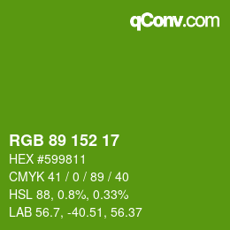 カラーコード: RGB 89 152 17 | qconv.com