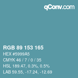 Farbcode: RGB 89 153 165 | qconv.com