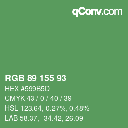 颜色代码: RGB 89 155 93 | qconv.com