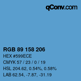 カラーコード: RGB 89 158 206 | qconv.com