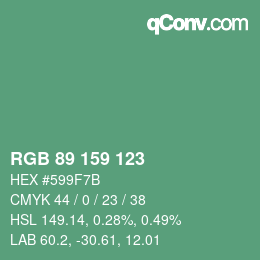 カラーコード: RGB 89 159 123 | qconv.com