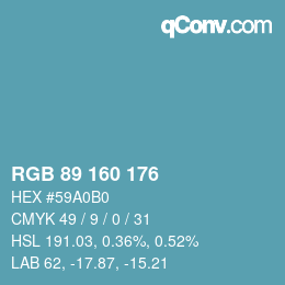 Código de color: RGB 89 160 176 | qconv.com