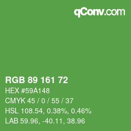 Color code: RGB 89 161 72 | qconv.com