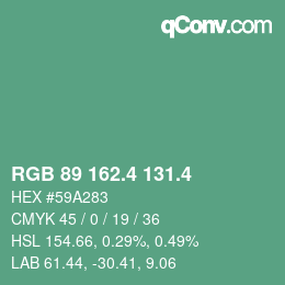 カラーコード: RGB 89 162.4 131.4 | qconv.com