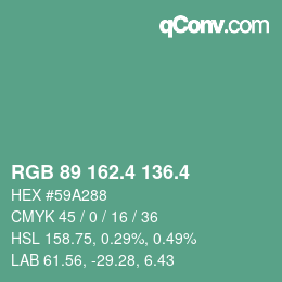 カラーコード: RGB 89 162.4 136.4 | qconv.com