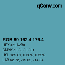 カラーコード: RGB 89 162.4 176.4 | qconv.com