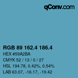 カラーコード: RGB 89 162.4 186.4 | qconv.com