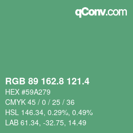 カラーコード: RGB 89 162.8 121.4 | qconv.com