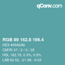 カラーコード: RGB 89 162.8 166.4 | qconv.com