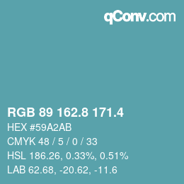カラーコード: RGB 89 162.8 171.4 | qconv.com