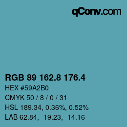 カラーコード: RGB 89 162.8 176.4 | qconv.com