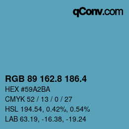 カラーコード: RGB 89 162.8 186.4 | qconv.com